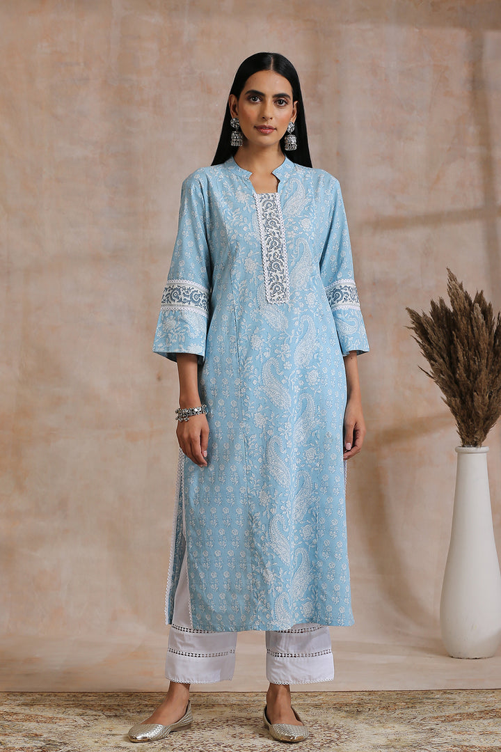 Blue Hand Block Printed Kurta - Tahiliya