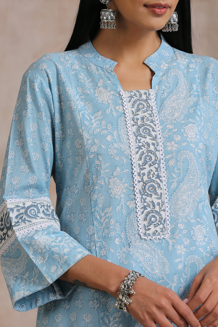 Blue Hand Block Printed Kurta - Tahiliya