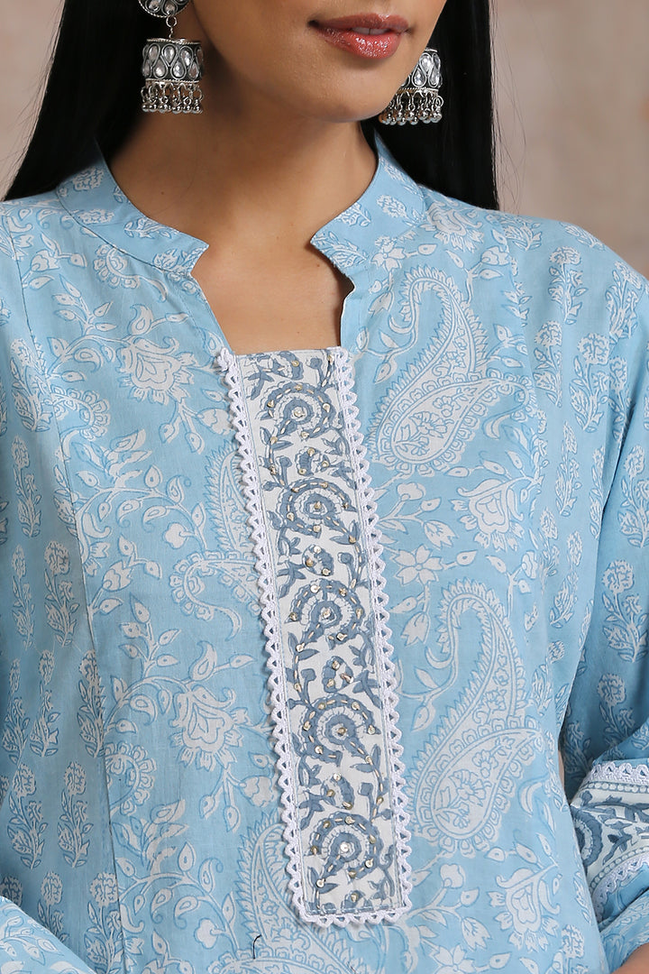 Blue Hand Block Printed Kurta - Tahiliya