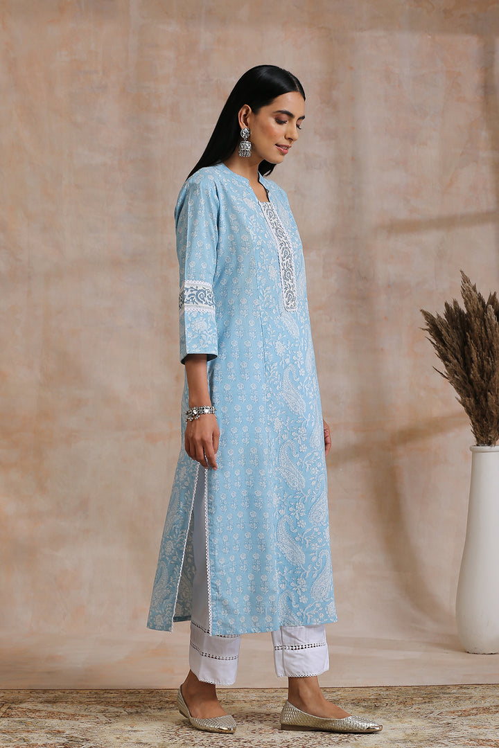 Blue Hand Block Printed Kurta - Tahiliya