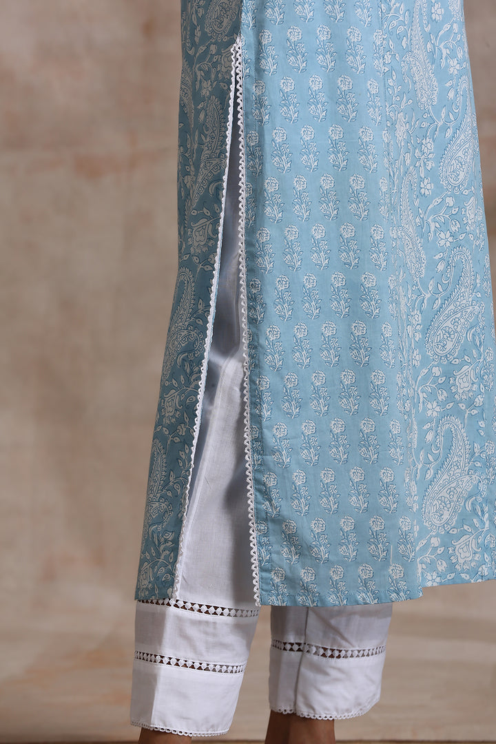 Blue Hand Block Printed Kurta - Tahiliya