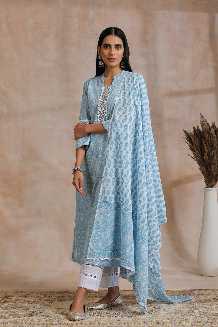 Blue Hand Block Printed Kurta - Tahiliya