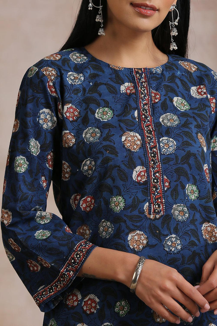 Indigo Blue Hand Block Printed Bagru Kurta - Tahiliya