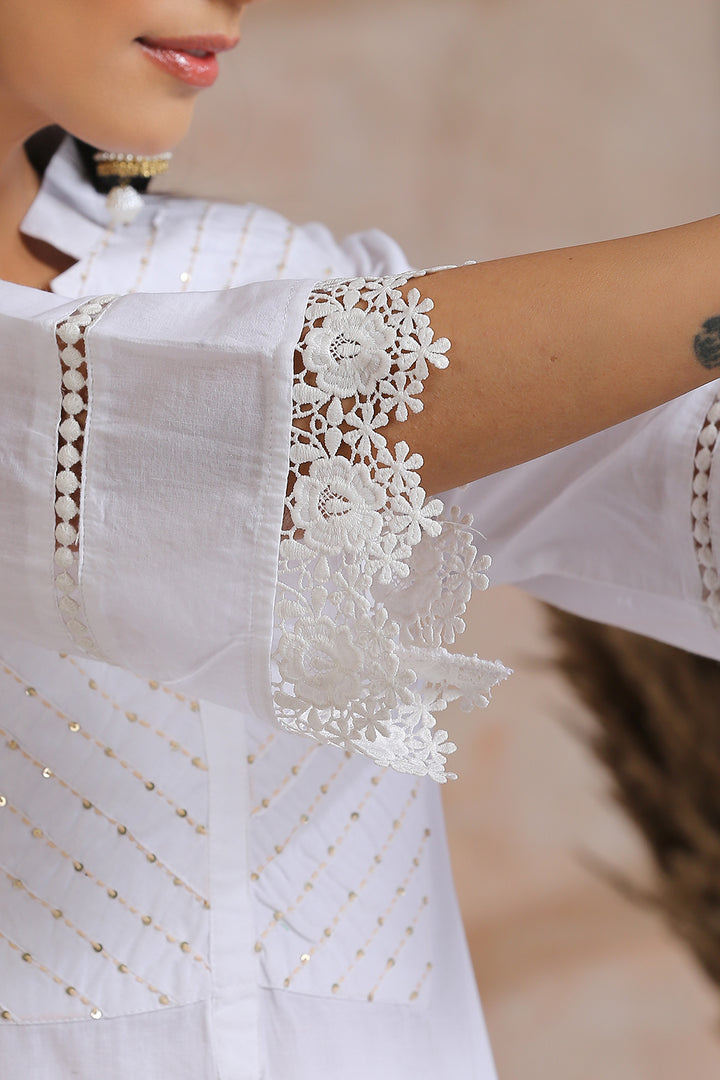 White Straight Cotton Kurta - Tahiliya