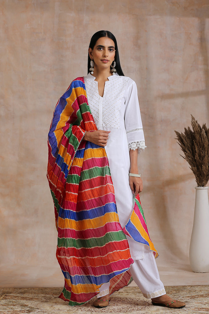 White Straight Cotton Kurta - Tahiliya