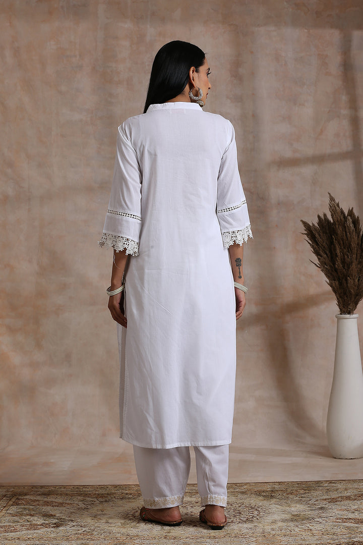 White Straight Cotton Kurta - Tahiliya