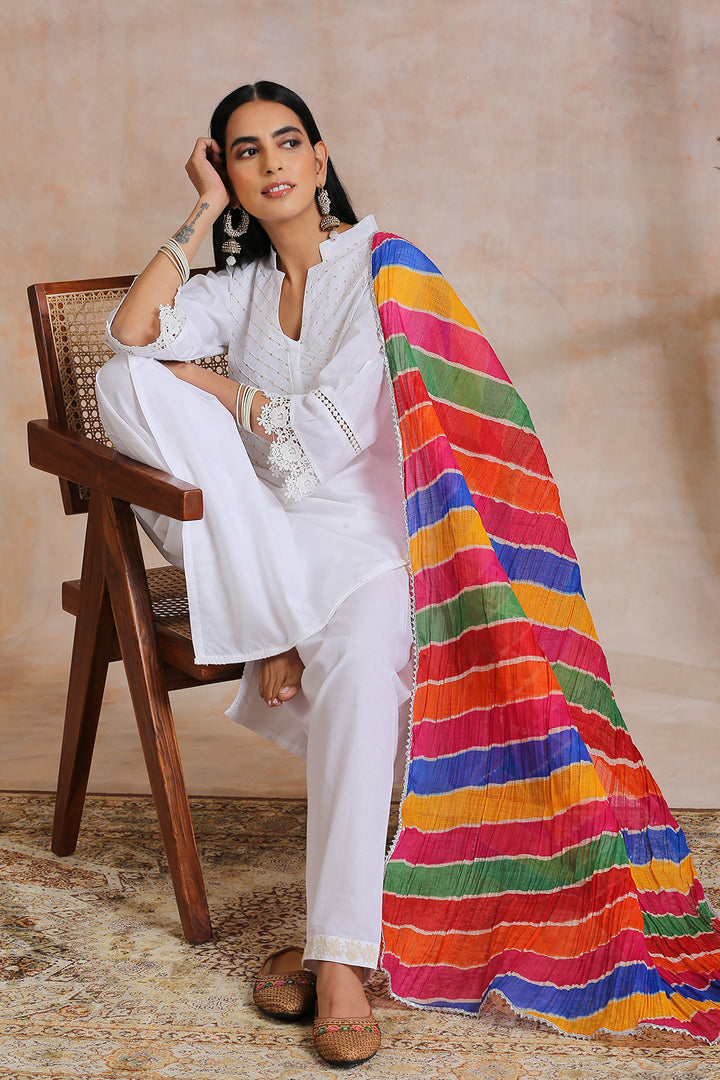 White Straight Cotton Kurta - Tahiliya