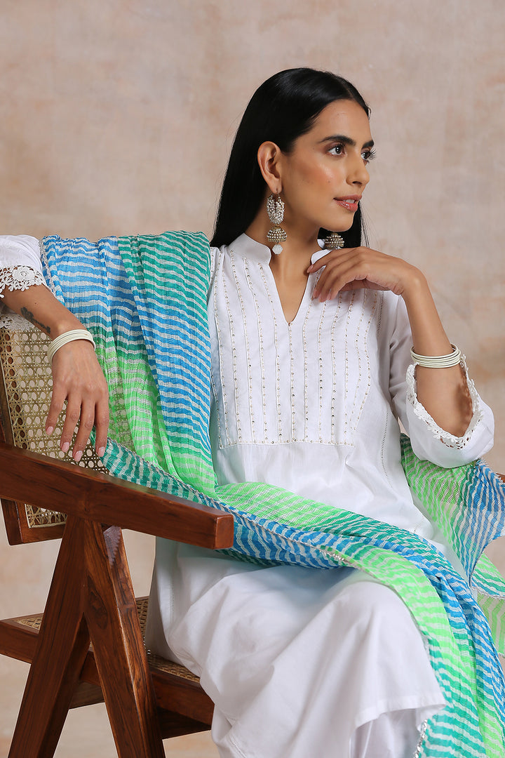 White 'A' Line Cotton Kurta - Tahiliya