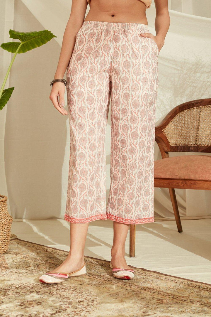 Pink Hand Block Printed Palazzos - Tahiliya